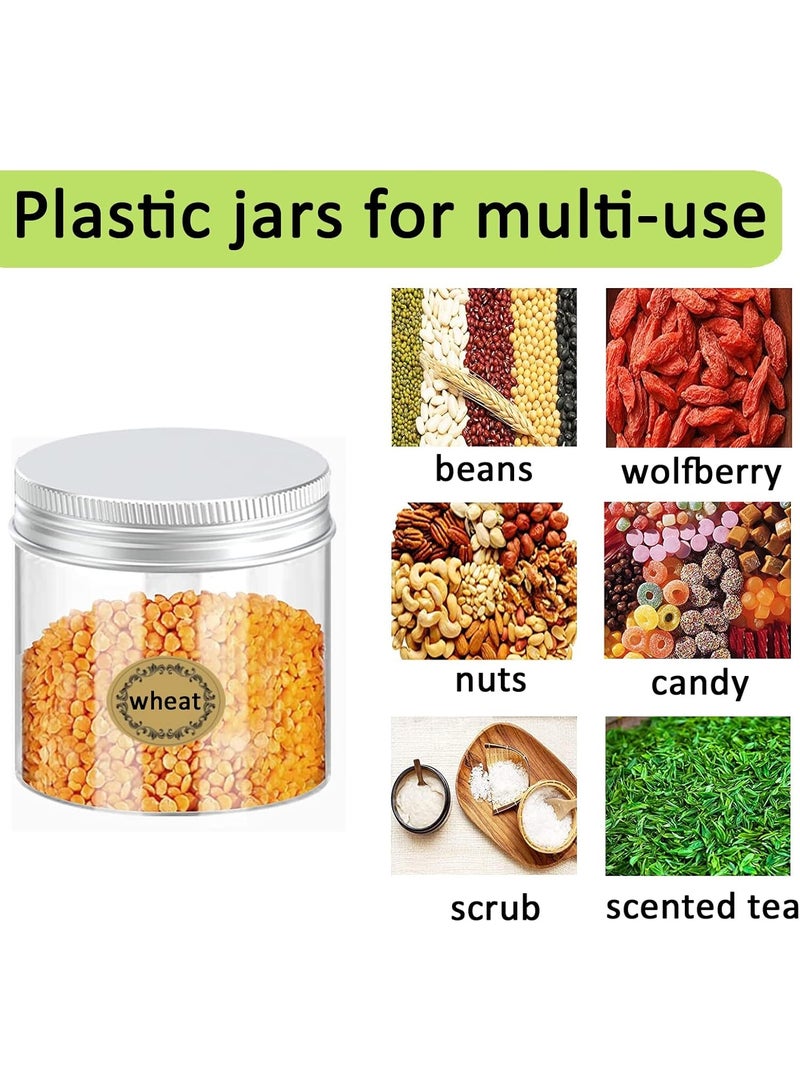 6Pcs زجاجات PET شفافة فارغة شفافة بغطاء من الألومنيوم الملولب 250 مل من عبوات بلاستيكية صغيرة قابلة لإعادة التعبئة لعيّنة من مساحيق الزيوت العطرية كريمات ومراهم المكياج - Image 3